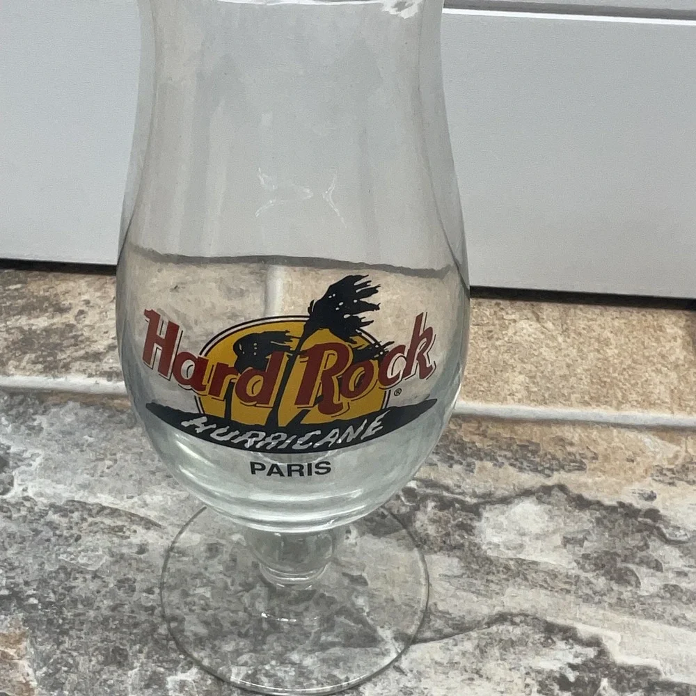 Hard Rock Cafe Paris Hurricane Glass Clear Souvenir Barware Footed Cocktail 9.5